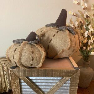 Set of Burlap Pumpkins for Fall Decor